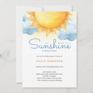 Convites Little Ray of Sunshine Baby Boy Shower