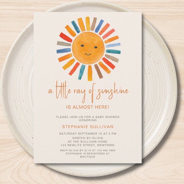Convites Little Ray of Sunshine Boho Baby Shower  (Criador carregado)