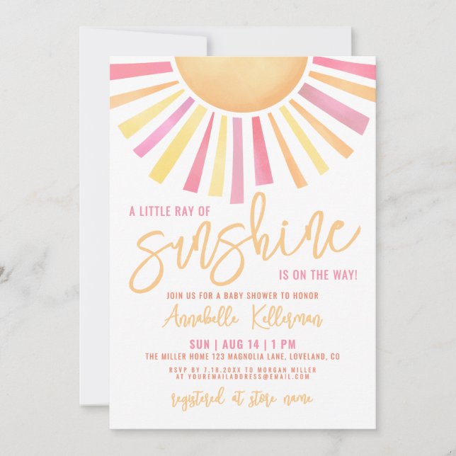 Convites Little Ray Of Sunshine Boho Baby Shower (Frente)