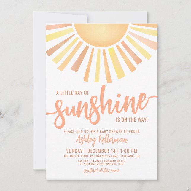 Convites Little Ray Of Sunshine Boho Baby Shower (Frente)