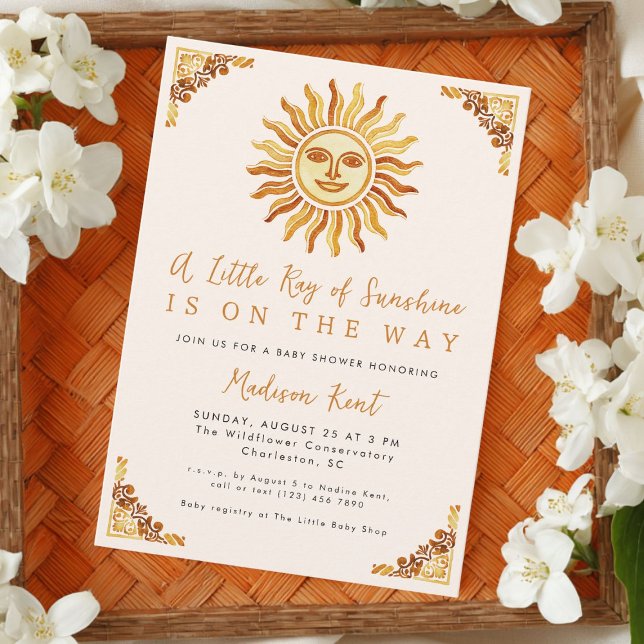 Convites Little Ray of Sunshine Boho Sun Baby Shower (Criador carregado)
