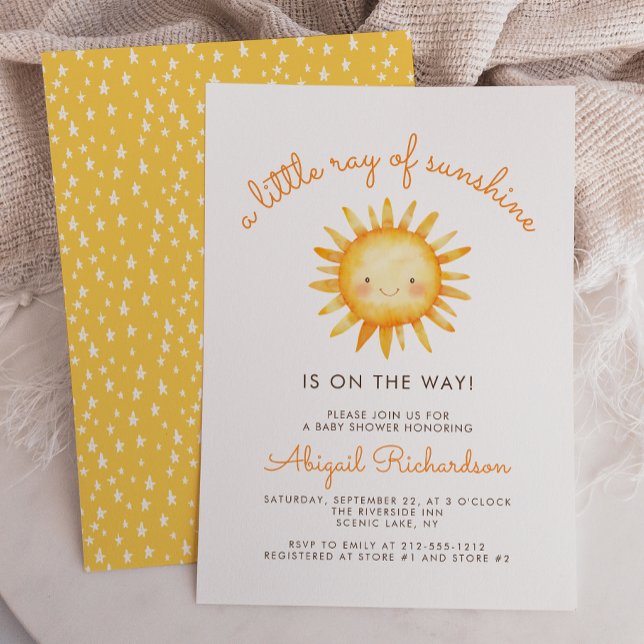Convites Little Ray of Sunshine Cute Baby Shower (Criador carregado)