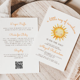 Convites Little Ray of Sunshine QR Code Baby Shower