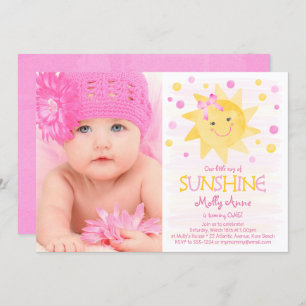 Convites Little Ray of Sunshine Watercolor Aniversário