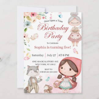 Convites Little Red Riding Hood birthday invitation