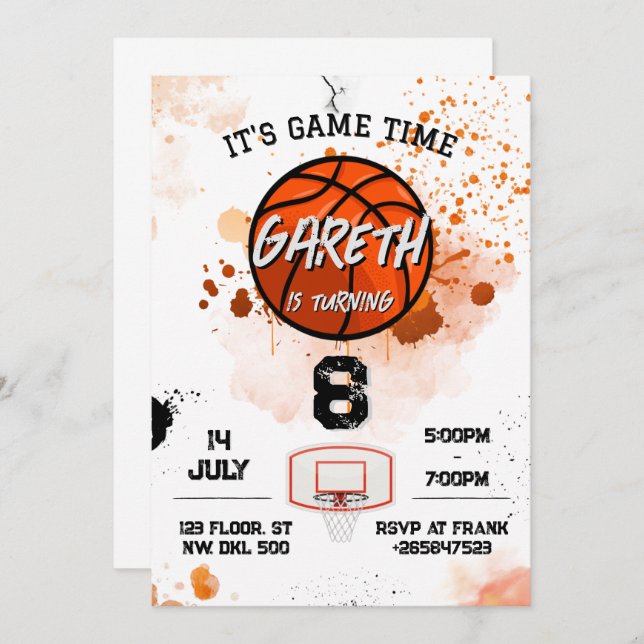 Convites Little Rooker Soccer Marinho Orange Boys Aniversár (Frente/Verso)