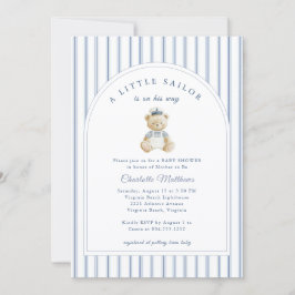 Convites Little Sailor Bear Coastal Baby Shower Invitation