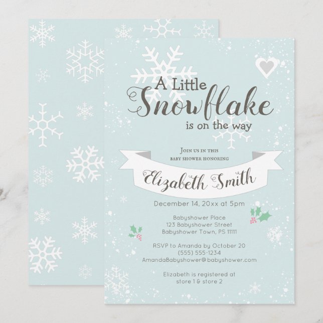 Convites Little snowflake on the way babyshower invitation (Frente/Verso)