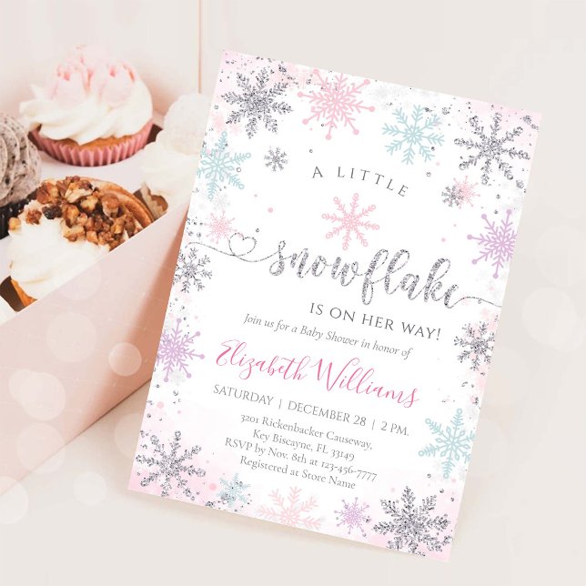 Convites Little Snowflake Winter Baby Shower Invitation (Criador carregado)