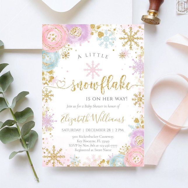 Convites Little Snowflake Winter Baby Shower Invitation (Criador carregado)