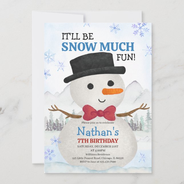 Convites Little Snowman Birthday (Frente)