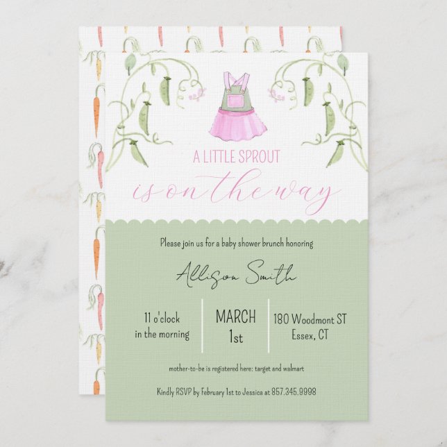 Convites Little Sprout Baby Shower Invitation (Frente/Verso)
