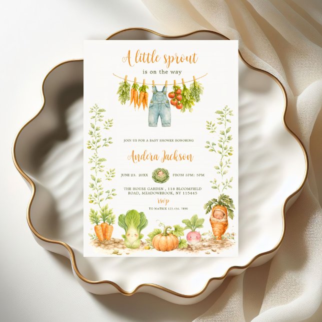 Convites  Little Sprout Clothesline Garden Baby Shower  (Criador carregado)