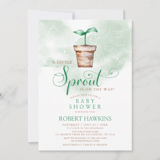 Convites Little Sprout está no Caminho do Chá de fraldas (Frente)