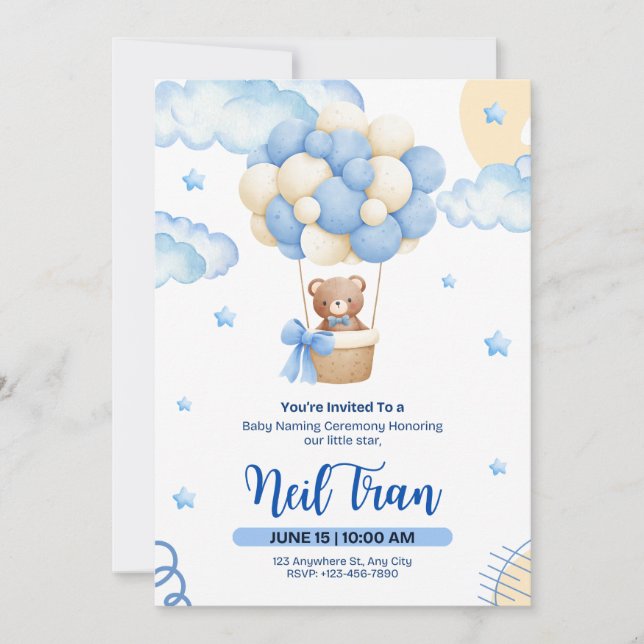 Convites Little Star Baby Shower Invitation Design (Frente)
