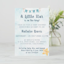Little Star Watercolor Blue Sky Baby Shower