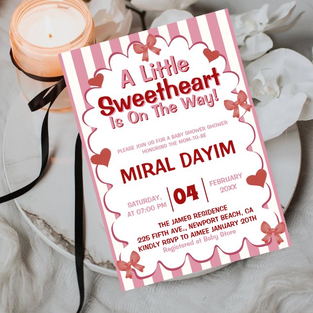 Convites Little Sweetheart Bow Baby Shower Invitation (Criador carregado)