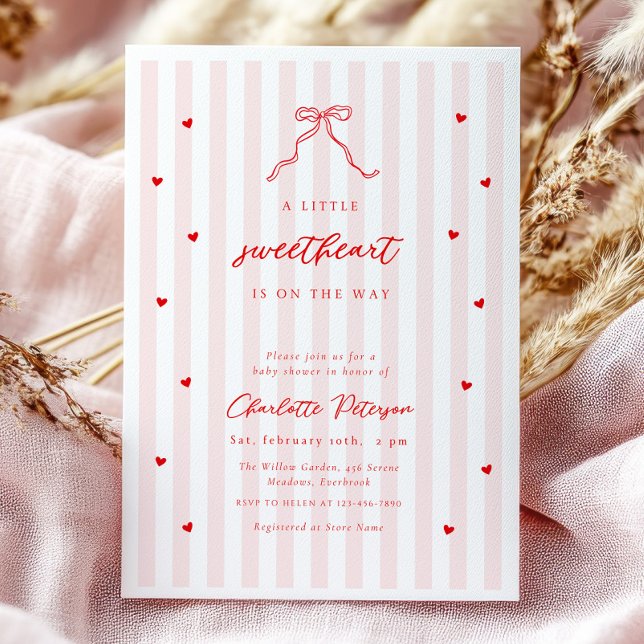Convites Little Sweetheart Bow Baby Shower Invitation (Criador carregado)