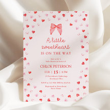 Little Sweetheart Bow Baby Shower Invitation