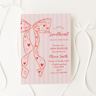 Convites Little Sweetheart Bow Baby Shower Invitation