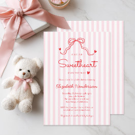 Convites Little Sweetheart Bow Pink Valentine's Baby Shower