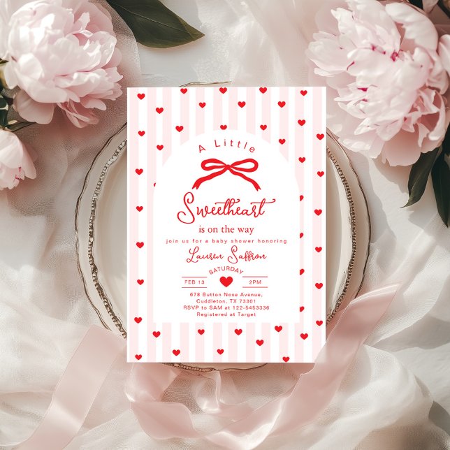 Convites Little Sweetheart Bow Valentines Baby Shower (Criador carregado)