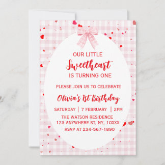Convites Little Sweetheart First Birthday Invitation.