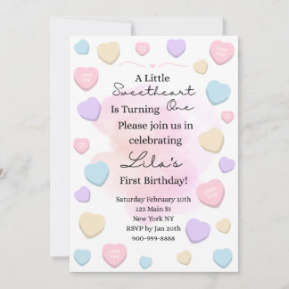 Convites Little Sweetheart First Birthday Party Invitation