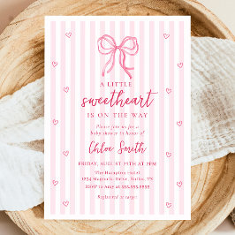 Convites Little Sweetheart Pink Bow Baby Shower Invitation