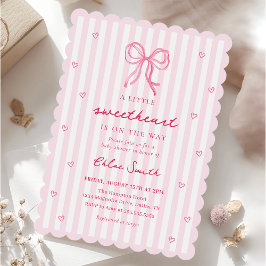 Convites Little Sweetheart Pink Bow Baby Shower Invitation