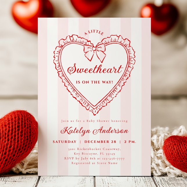 Convites Little Sweetheart Valentine Baby Shower Invitation (Criador carregado)