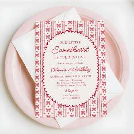 Convites Little Sweetheart Valentine Bow 1st Birthday
