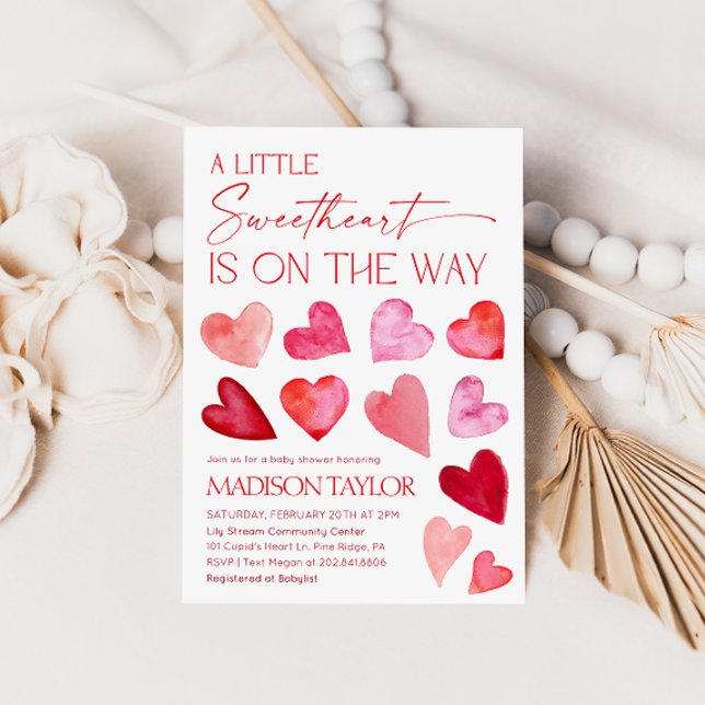 Convites Little Sweetheart Valentine Hearts Baby Shower (Criador carregado)