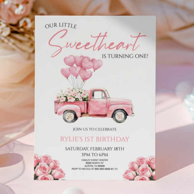 Convites Little Sweetheart Valentine's Day Birthday Party (Criador carregado)