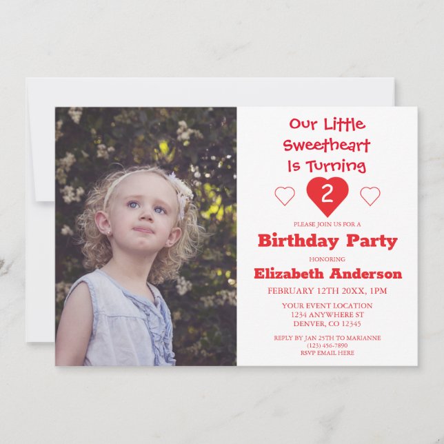 Convites Little Swetheart Birthday (Frente)