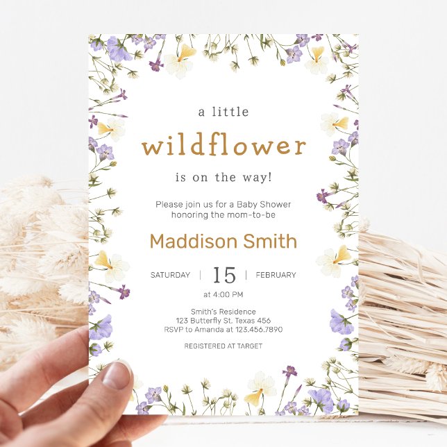 Convites Little Wildflower Baby Shower (Wildflower Baby Shower Invitation)