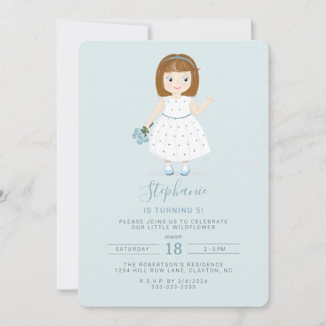 Convites Little Wildflower Birthday (Frente)