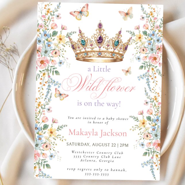 Convites Little Wildflower Butterflies Floral Baby Shower (Criador carregado)