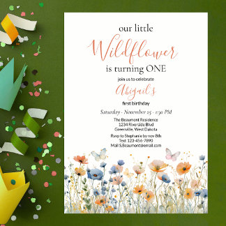 Convites Little Wildflower Butterfly Meadow 1st Birthday