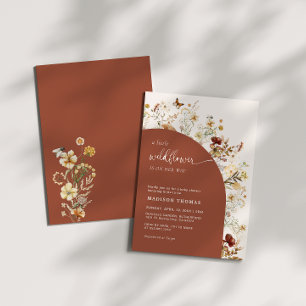 Convites Little Wildflower Chá de fraldas Terracotta