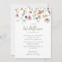 Convites Little Wildflower On Way Floral Chá de fraldas