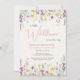 Convites Little Wildflower Watercolor Baby Girl Shower
