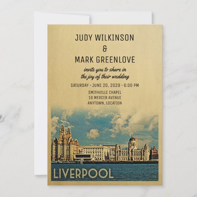 Convites Liverpool Wedding Invitation Reino Unido (Frente)