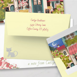 Convites Livraria de Café Rosa com Gatinhos