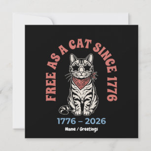 Convites Livre Como um Gato Desde 1776 Gato Patriótico 4 de