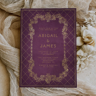 Convites Livro Antigo Casamento Violeta Vermelho Dourado