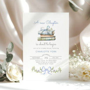 Convites Livro Azul Arco Novo Capítulo Chá Bebê