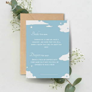 Convites Livro azul e fraldas para chá de fraldas de bebê
