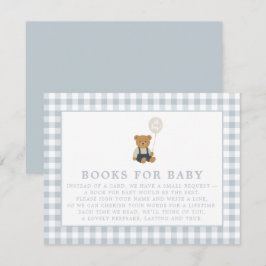 Convites Livro Azul Gingham Teddy Bear