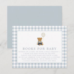 Convites Livro Azul Gingham Teddy Bear